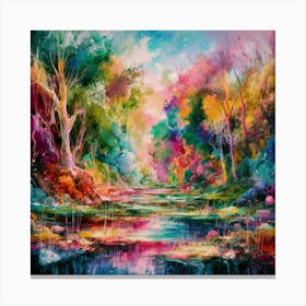 A stunning oil painting of a vibrant and abstract watercolor 16 Canvas Print