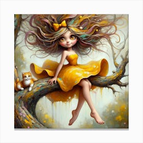 Little Girl In Yellow Dress 3 Canvas Print