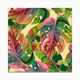 Monstera Colorful Leaves Foliage Canvas Print