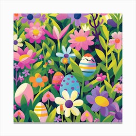 Easter Eggs In The Garden Canvas Print