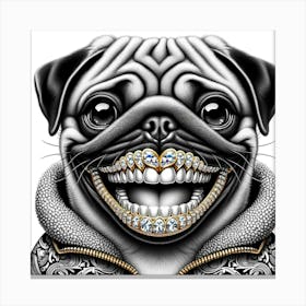 Pug With Diamonds Canvas Print