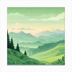 Misty mountains background in green tone 68 Canvas Print