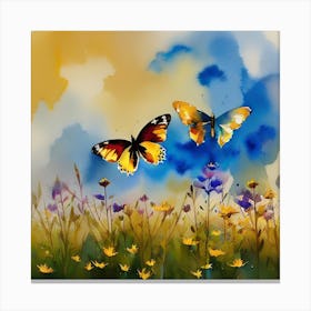 Butterflies In The Meadow 1 Canvas Print