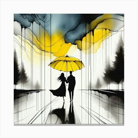 Silhouette of a woman and a man Canvas Print