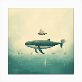 Whales And Ships Canvas Print