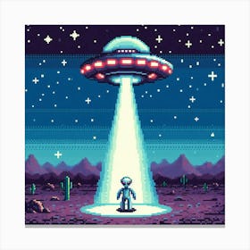 8-bit alien abduction Canvas Print