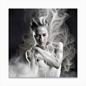 Woman In White Smoke Canvas Print