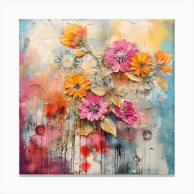 Vintage Bright Flowers 5 Canvas Print