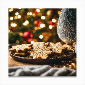 Christmas Cookies On A Plate Canvas Print