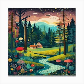 Forest Landscape Painting Canvas Print