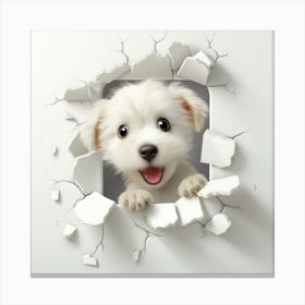 Puppy In A Hole Canvas Print