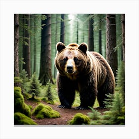 Brown Bear In The Forest 15 Canvas Print