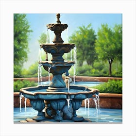 Fountain with Trees Canvas Print