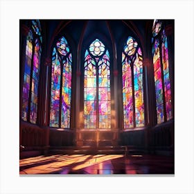 Cubism Vibrant Stained Glass Church Window Canvas Print