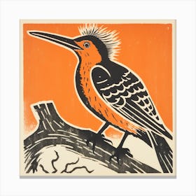 Retro Bird Lithograph Hoopoe 2 Canvas Print