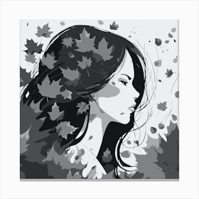 Autumn girl gray Canvas Print