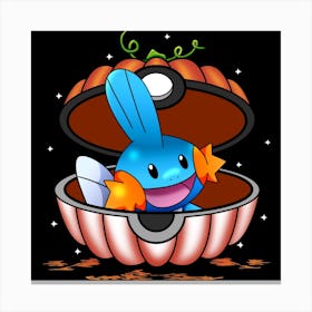 Mudkip In Pumpkin Ball - Pokemon Halloween Canvas Print