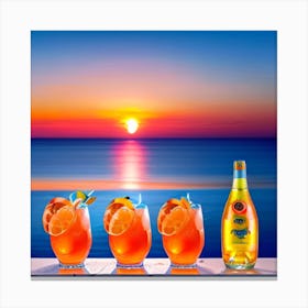 Sunset With Drinks Canvas Print