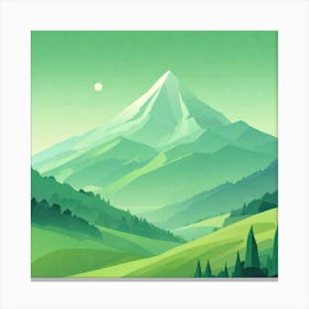 Misty mountains background in green tone 33 Canvas Print