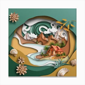 Nice Landscape In Paper Art Work 10 Canvas Print