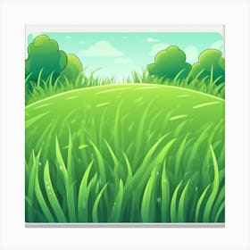 Cartoon Grass Field Canvas Print