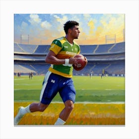 The Grit of Glory Football Athlete in Full Action Canvas Print