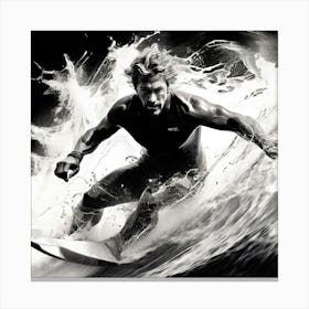 Surfer In Black And White Canvas Print