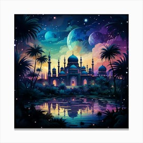 Islamic Mosque At Night 2 Canvas Print