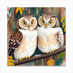 Autumn Owl Duo Canvas Print