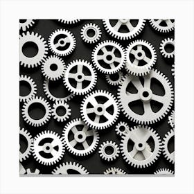 Gears On A Black Background 21 Canvas Print