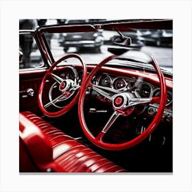 Lifestyle Detail Style Restored Automobile Red Shiny Part Vintage Antique Roadster Inside (1) Canvas Print