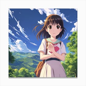 Anime Girl Standing In A Field Canvas Print