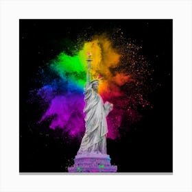 Statue Of Liberty With Rainbow Powder Canvas Print