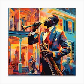Jazz Musician In New Orleans Canvas Print