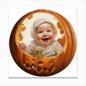 Baby In A Pumpkin Canvas Print