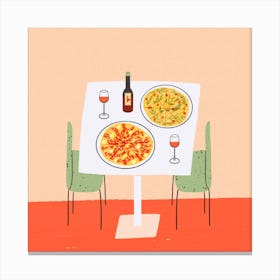 Pizza For Two Square Canvas Print
