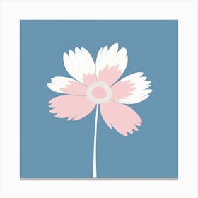 A White And Pink Flower In Minimalist Style Square Composition 249 Canvas Print