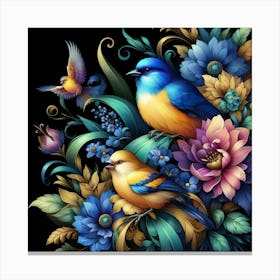 Birds And Flowers 7 Canvas Print