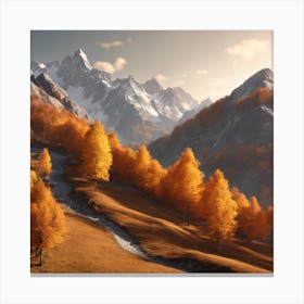 Autumn Trees In The Mountains Canvas Print