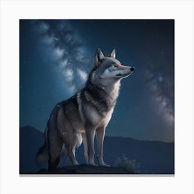 Wolf In The Night Sky Canvas Print