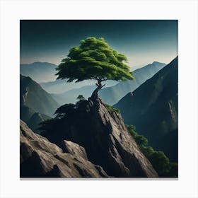 Lone Tree On Top Of Mountain 52 Canvas Print