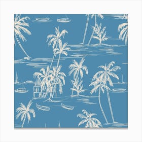 Beach Pattern Blue Navy Canvas Print