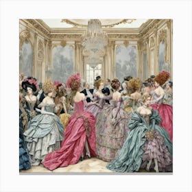 Party At Versailles Fashion Scene Art Print 2 Canvas Print