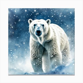 Polar Bear in the Blue and White Arctic Landscape Canvas Print