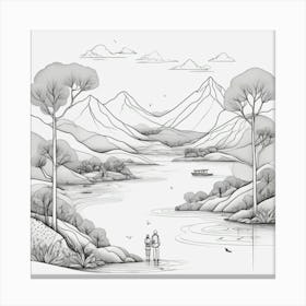 Landscape Drawing Canvas Print