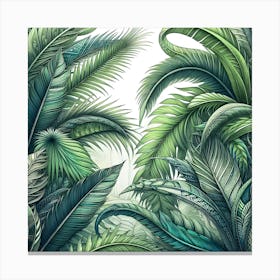 Tropical Green Palm Leaves Canvas Print