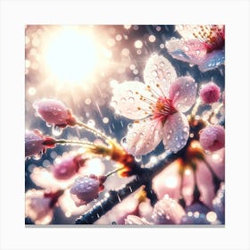 Cherry Blossoms In The Rain 3 Canvas Print