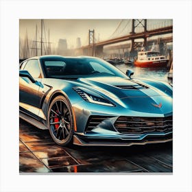 Chevrolet Corvette Stingray C7 2013 oilpainting Canvas Print