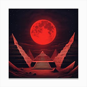 Red Moon Over Pyramids Canvas Print