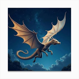 A Celestial Dragon Flying Through A Starry Night Sky 1 Canvas Print